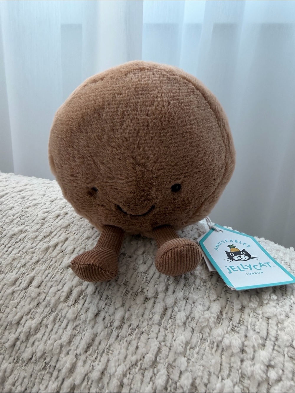 Jellycat Brown Smiley Round Plush with Corduroy Legs